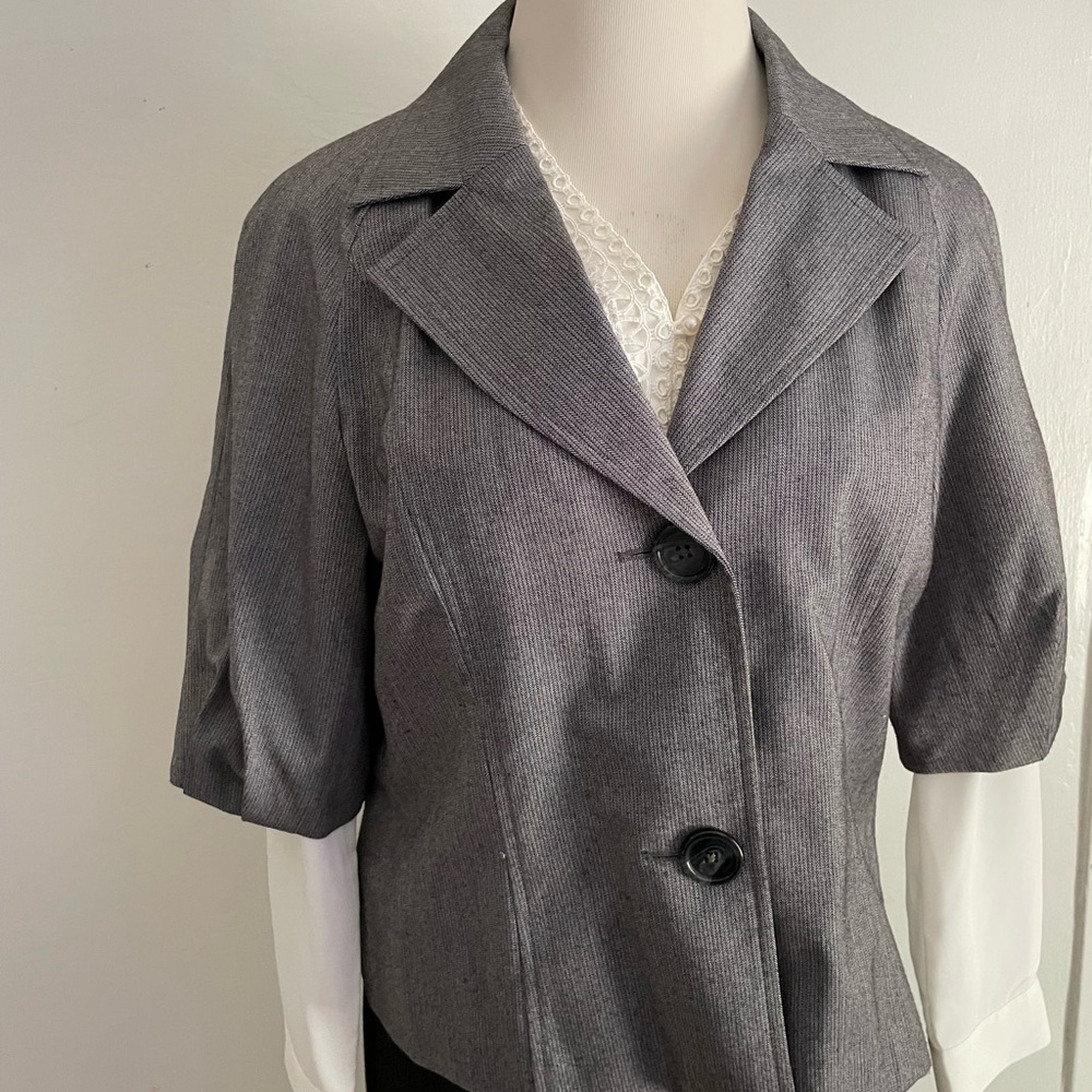 Worthington Gray Tailored Blazer Short-Sleeve Jacket